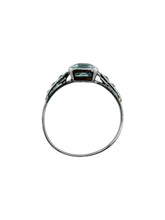 Dainty Vintage Aquamarine & Diamond Ring 14K White Gold