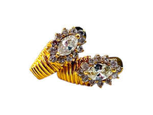Retro Yellow Gold Marquise Diamond Earrings