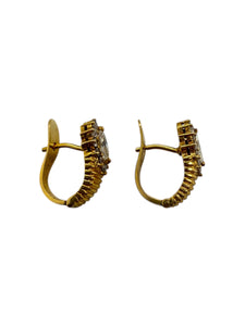 Retro Yellow Gold Marquise Diamond Earrings
