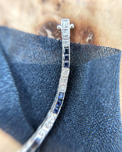 Estate Platinum Sapphire and Diamond Tennis Bracelet