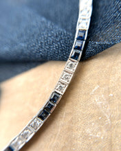 Estate Platinum Sapphire and Diamond Tennis Bracelet