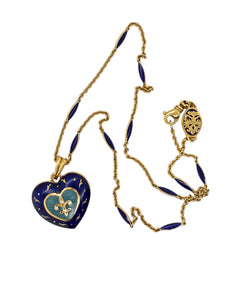 Vintage Faberge by Victor Mayor Enamel Heart Necklace