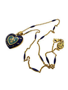 Vintage Faberge by Victor Mayor Enamel Heart Necklace