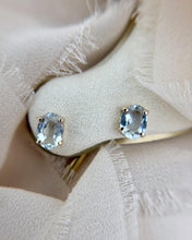 2 Carat Aquamarine Stud Earrings 14K Yellow Gold