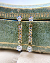 Vintage Diamond 14k Yellow Gold Dangle Earrings