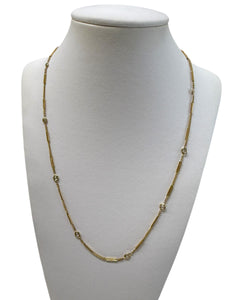Vintage Yellow Gold Diamond By The Yard Necklace 1.37 Carats