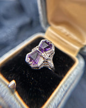 Vintage Art Deco Era Amethyst Ring 14K White Gold