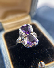 Vintage Art Deco Era Amethyst Ring 14K White Gold