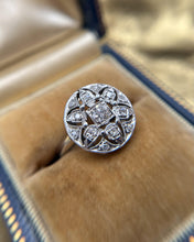 Vintage Diamond Cluster Ring 18K White Gold