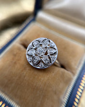 Vintage Diamond Cluster Ring 18K White Gold