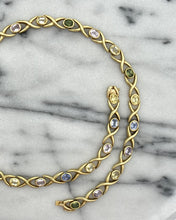 Estate MultiColored Pastel Sapphire Necklace 26 Carats 18K Yellow Gold