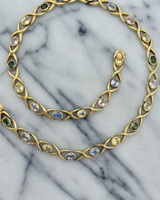 Estate MultiColored Pastel Sapphire Necklace 26 Carats 18K Yellow Gold