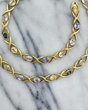Estate MultiColored Pastel Sapphire Necklace 26 Carats 18K Yellow Gold