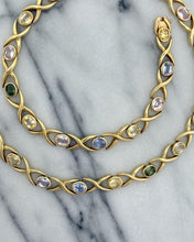 Estate MultiColored Pastel Sapphire Necklace 26 Carats 18K Yellow Gold