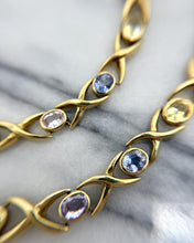 Estate MultiColored Pastel Sapphire Necklace 26 Carats 18K Yellow Gold