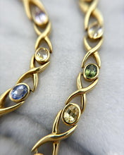 Estate MultiColored Pastel Sapphire Necklace 26 Carats 18K Yellow Gold