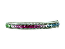 Rainbow Sapphire Bangle Bracelet 18K White Gold