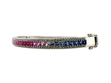 Rainbow Sapphire Bangle Bracelet 18K White Gold