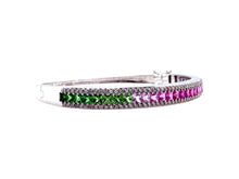Rainbow Sapphire Bangle Bracelet 18K White Gold