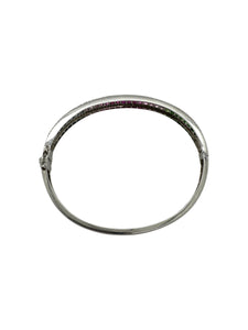 Rainbow Sapphire Bangle Bracelet 18K White Gold