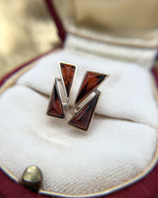 Vintage Sugarloaf Garnet Gemstone Earrings 14K Yellow Gold