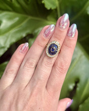 Vintage Sapphire and Diamond 18K Yellow Gold Cocktail Ring