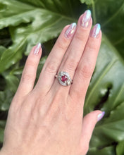 Vintage 14k White Gold 1 Carat Ruby & Diamond Cocktail Ring