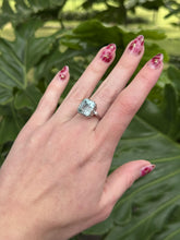 Vintage 7.5 Carat Aquamarine & Diamond Cocktail Ring 14K White Gold