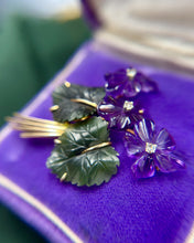 Vintage 14k Yellow Gold Floral Carved Gemstone Brooch