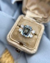 Vintage 4.5 Carat Aquamarine & Diamond Cocktail Ring 14K Yellow Gold