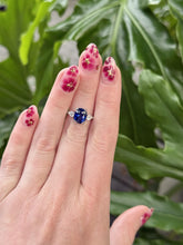 Contemporary 3.15 Carat Royal Blue Sapphire & Diamond Platinum Ring GIA