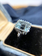 Vintage 7.5 Carat Aquamarine & Diamond Cocktail Ring 14K White Gold