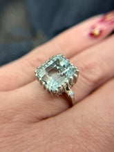 Vintage 7.5 Carat Aquamarine & Diamond Cocktail Ring 14K White Gold