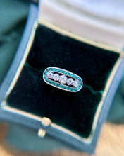 Vintage 14k Yellow Gold Emerald & Diamond Cocktail Ring