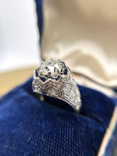 Vintage 2.13 Carat Old European Cut Platinum Diamond Engagement Ring GIA
