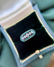 Vintage 14k Yellow Gold Emerald & Diamond Cocktail Ring