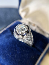 Vintage 2.13 Carat Old European Cut Platinum Diamond Engagement Ring GIA
