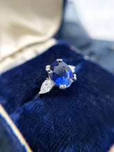 Contemporary 3.15 Carat Royal Blue Sapphire & Diamond Platinum Ring GIA