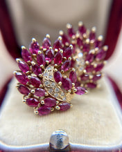 Vintage Ruby & Diamond 14k Yellow Gold French Back Earrings