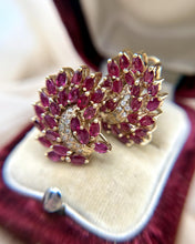 Vintage Ruby & Diamond 14k Yellow Gold French Back Earrings