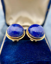 Vintage 14k Yellow Gold French Back Lapis Earrings