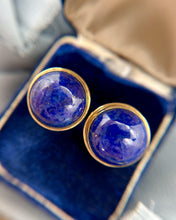 Vintage 14k Yellow Gold French Back Lapis Earrings