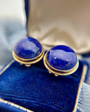 Vintage 14k Yellow Gold French Back Lapis Earrings