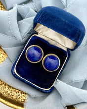 Vintage 14k Yellow Gold French Back Lapis Earrings