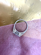 Vintage Petite Art Deco Platinum Three Stone Diamond Ring
