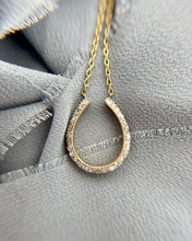 Vintage 14k Yellow Gold Diamond Horseshoe Necklace