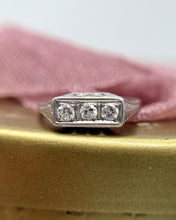 Vintage Petite Art Deco Platinum Three Stone Diamond Ring