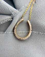 Vintage 14k Yellow Gold Diamond Horseshoe Necklace