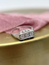 Vintage Petite Art Deco Platinum Three Stone Diamond Ring