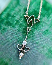 Vintage 10k Rose Gold Lavalier Diamond & Peral Necklace
